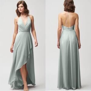 NWT Jenny Yoo Farrah Bridesmaid Dress In Morning Mist Luxe Chiffon Size 14